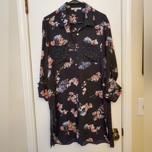 Long Oversized Button-down Blouse